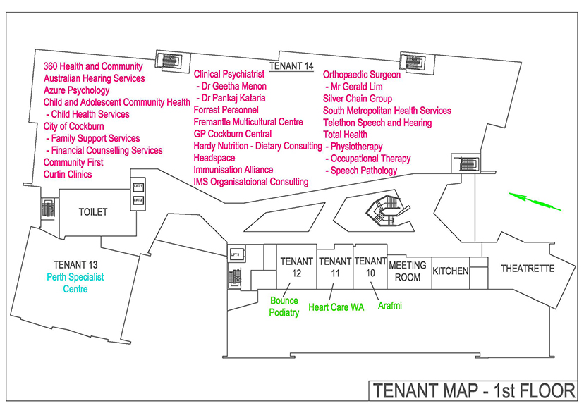 Cockburn Health and Community Facility - Tenant Map